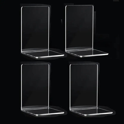 8 Pieces Bookends,Clear Bookends for Shelves,Heavy Duty Book Ends andDesktop Organizer,Book Stopper for Books/Movies/CD