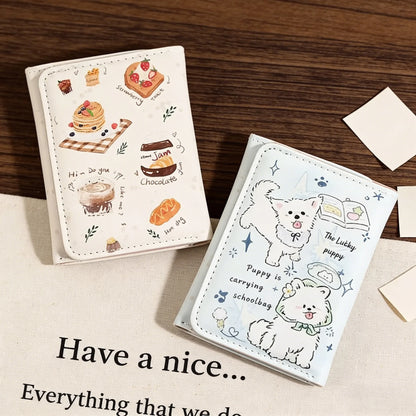 BUYLEMO Cartoon Illustration Snap Button Short Wallet, Kawaii PU Leather Multi-Card Slot Card Holder