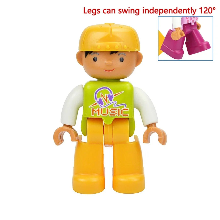Figures Dolls Big Size Building Blocks Family Action Workers Doctor Police Farmer Compatible Large Bricks Duploes Kid Toys