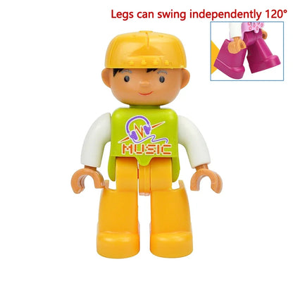 Figures Dolls Big Size Building Blocks Family Action Workers Doctor Police Farmer Compatible Large Bricks Duploes Kid Toys