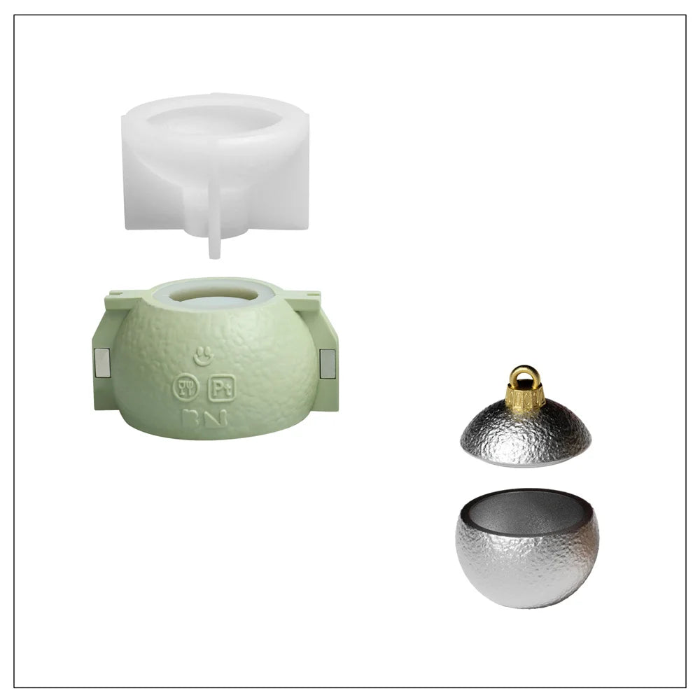 Christmas Twinkle Bauble Candle Jar Silicone Molds for Concrete Jesmonite Cement Reusable Candle Refill Mould DIY Xmas Gifts