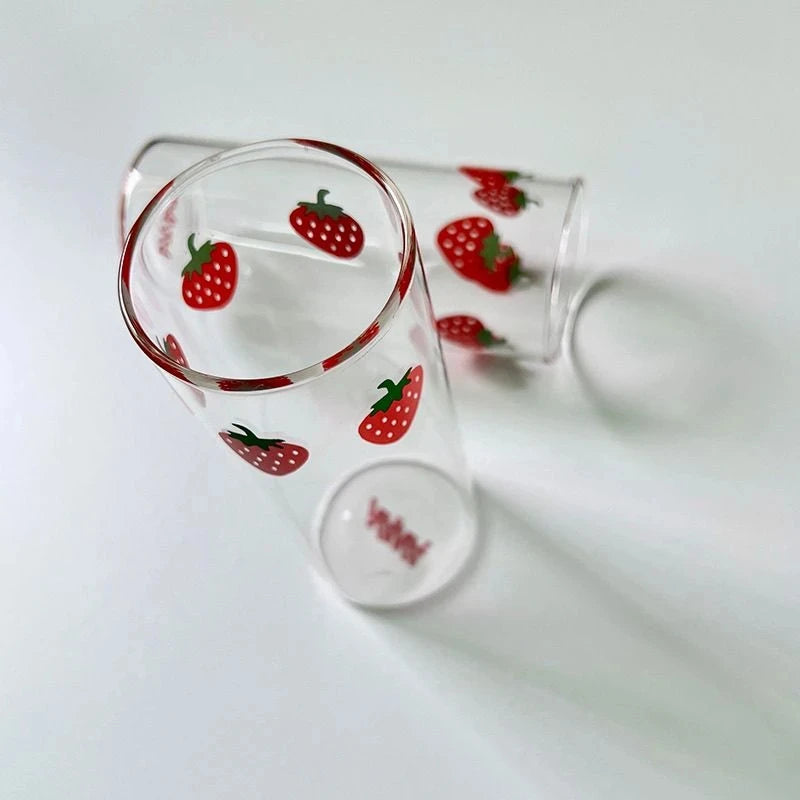 Anime NANA Oosaki Nana Cosplay Water Glass Cup Strawberry Print Heat-Resistant Milk Glasses Mug Tumbler Cups Accessories Props