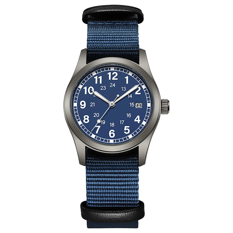 2026 TPW Women's Field Watch 34mm Case Easy Read Fabric Strap 24hr Display Day Function Quartz Movement Luminous