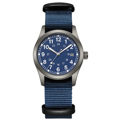 2026 TPW Women's Field Watch 34mm Case Easy Read Fabric Strap 24hr Display Day Function Quartz Movement Luminous
