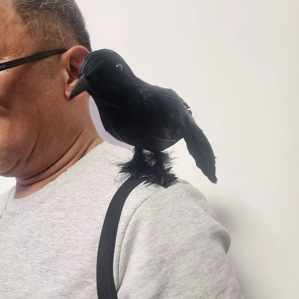 Halloween Simulation Crow Shoulder Crow with Elastic Band Dance Cosplay Costume Accessories Crow Props Holiday Ornaments