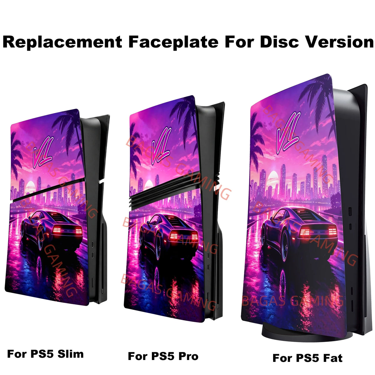 New GT Faceplate for PS5/Slim/Pro Disc Edition Anti-Scratch Case ABS Replacement Cover Skin for PS5 Console CD-ROM Accessories