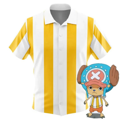 One Piece Chopper Cosplay Striped Anime Hawaii Shirt Summer Sports Leisure Men's T-Shirt Children's Clothing Tee Y2k Woman