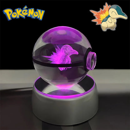Pokemon 3D Crystal POKE BALL Figure Toys Snivy Dragonair Blastoise Venusaur Milotic Raichu Night Light LED Lamp Base Model Dolls