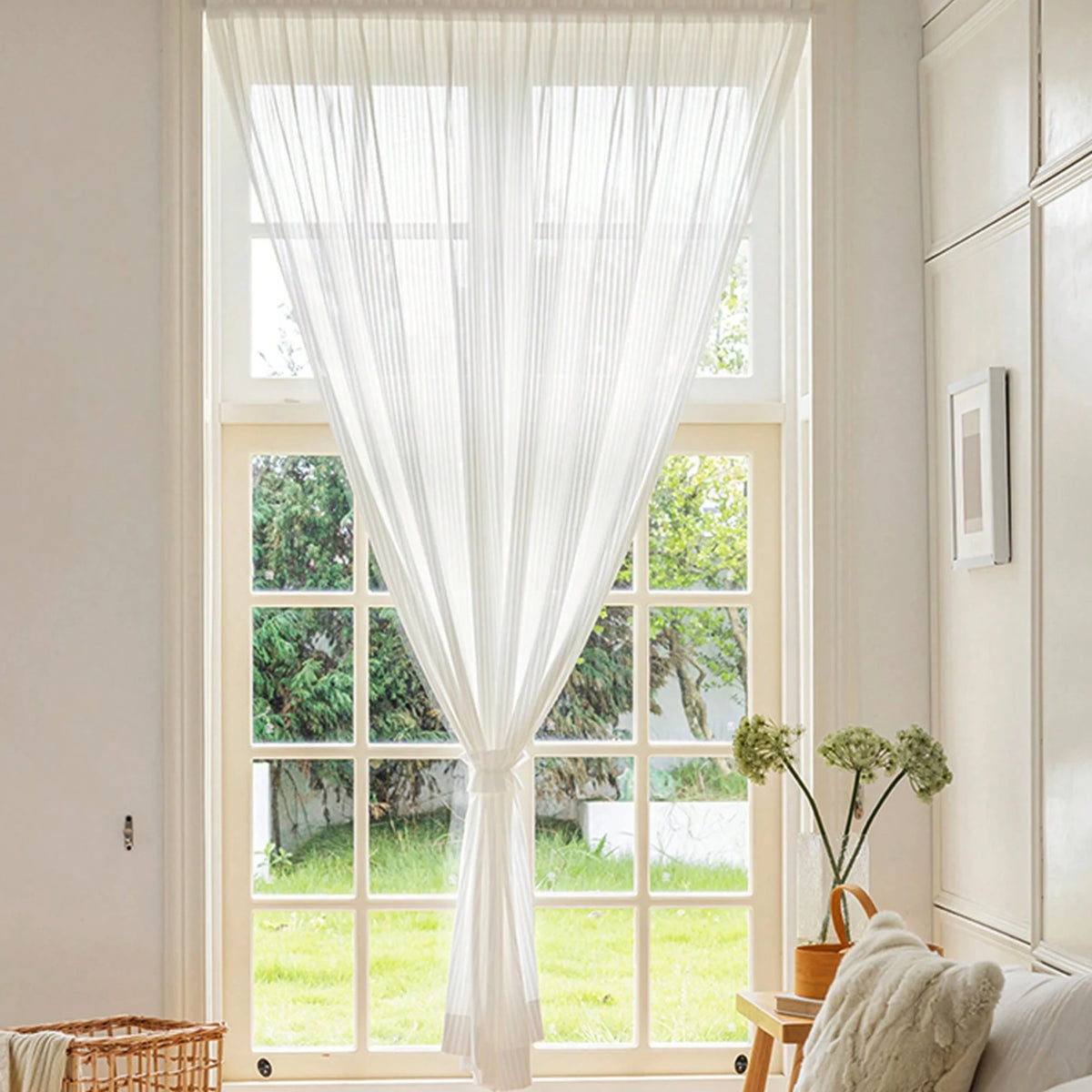 1pc Wardrobe Adhesive Dust-Proof Curtain, Hook And Loop Mesh Curtain For Living Room/Kitchen, Sheer Partition