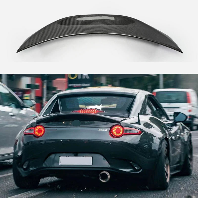 For Mazda MX5 Miata ND RF LMS Style Confiber Fiber Glass Unpainted Duckbill Spoiler Trunk Wing Lip Racing AccessoriTrim