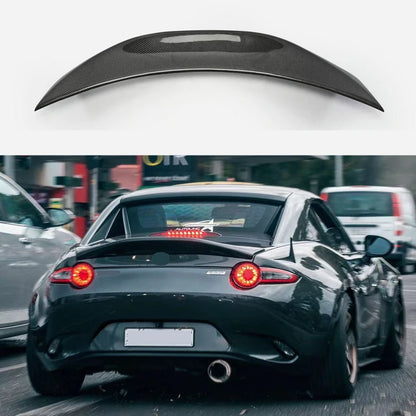 For Mazda MX5 Miata ND RF LMS Style Confiber Fiber Glass Unpainted Duckbill Spoiler Trunk Wing Lip Racing AccessoriTrim