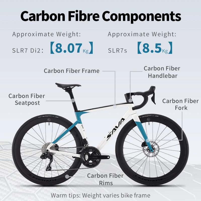 SAVA HAWKEYE SLR7 Full Carbon Fiber E-Shift Road Bike Ultra Light 8 kg with SHIMAN0 105 7170 Di2 Road Bike Racing 24 Speed