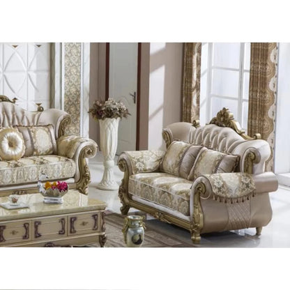 &European Luxury 1 2 3 Seater Fabric Couches Sofa Set Villa Home Furniture Classic Royal Solid Wood Sectional Living Room Sofas