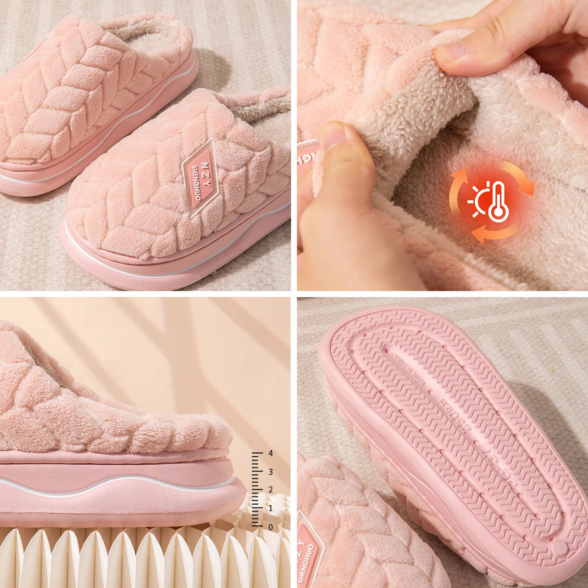 Winter Home Slippers for Women Warm Thick Sole Non Slip Indoor Slippers for Men Fluffy Bedroom Slippers for Unisex