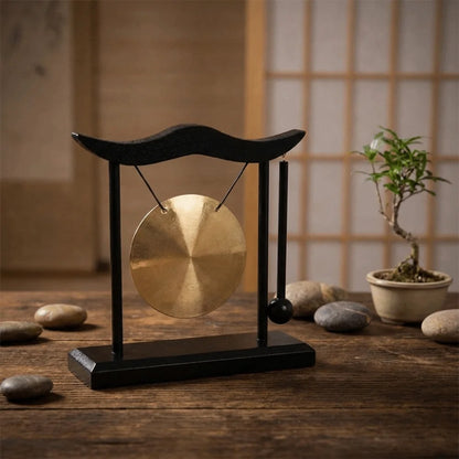 Relaxation Desktop Gong Fortune High Volume Copper Bell Wood Frame Meditation Feng Shui Metal Cymbals House Warming