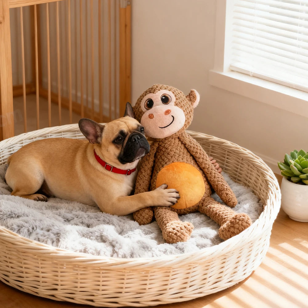 Durable Long-Legged Monkey Squeaky Plush Dog Toy, Bite Proof Interactive Toy for Aggressive Chewers, Training Toy for All Size