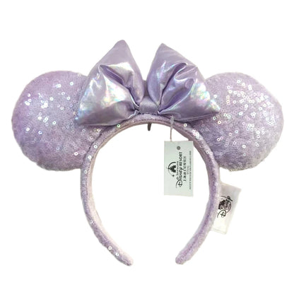 2025 Disney Solid Color Minnie Mouse Ear Headband Large Sequin Hairbands Party Christmas Halloween Cosplay Costume for Girls