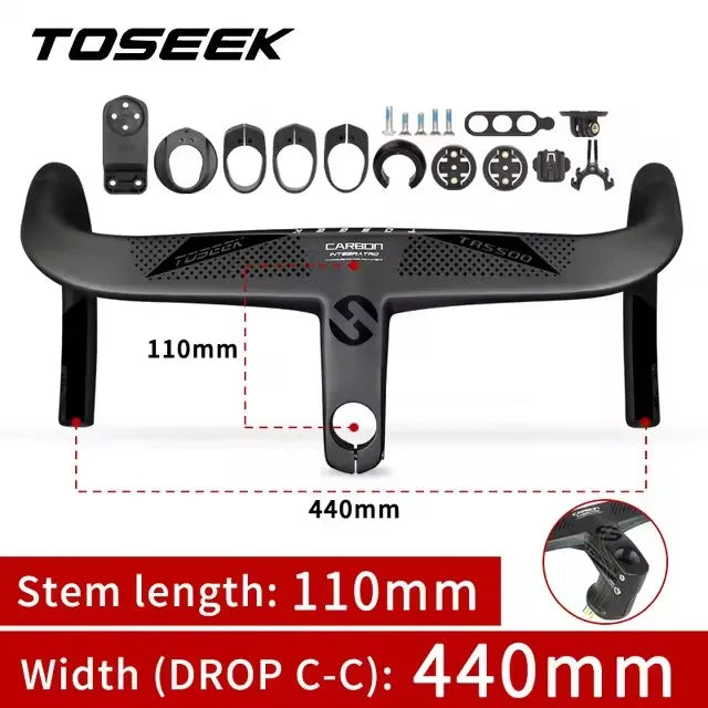 TOSEEK TR5500 T800 Carbon Bicycle Handlebar Road Bike Integrated Handlebar Di2 With Computer Holder Internal Cable Routing
