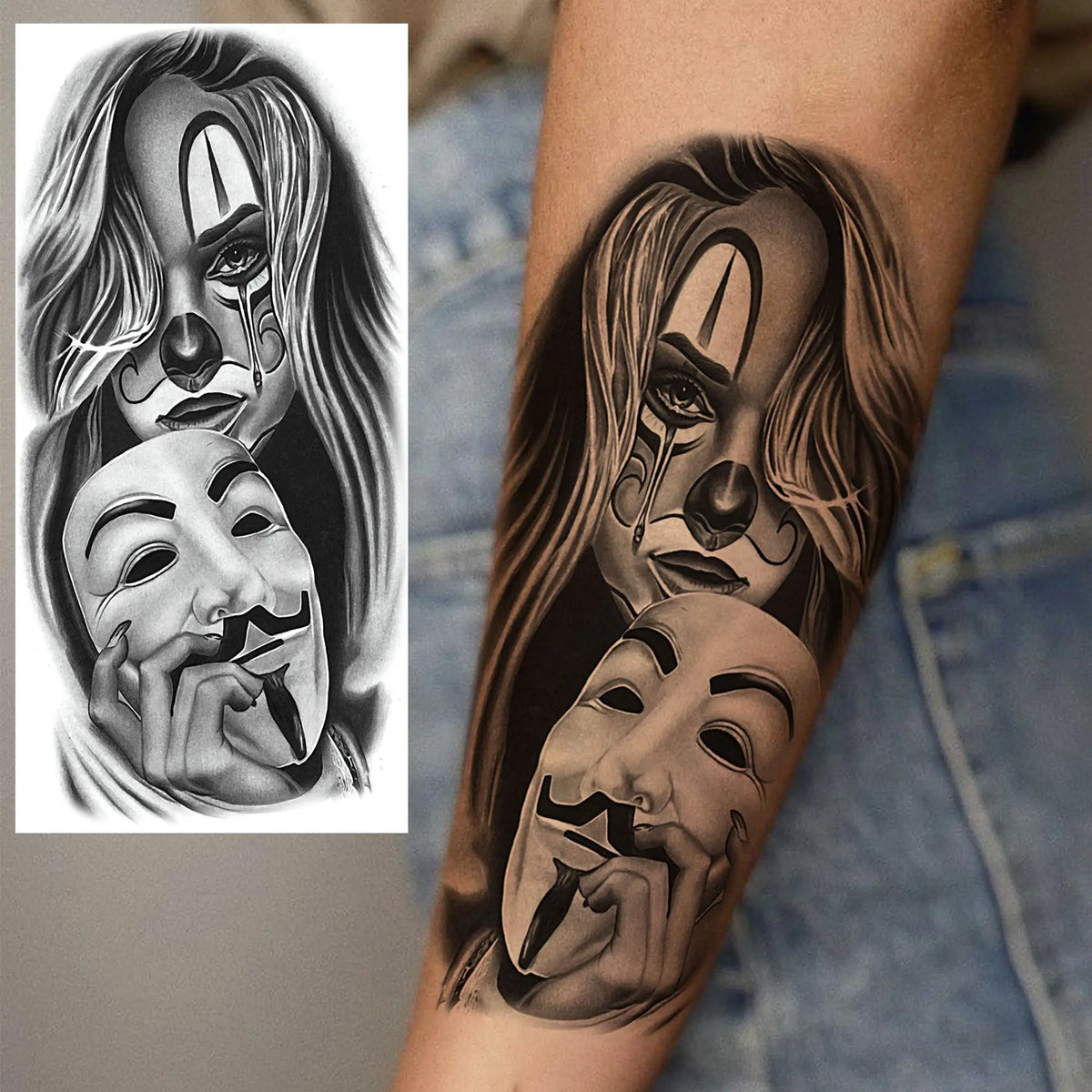 1 Sheets Chicano Prison Gangster Temporary Tattoos For Women Men Adults Fake Tattoo Sticker Water Transfer Self Adhesive Arm Leg