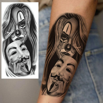 1 Sheets Chicano Prison Gangster Temporary Tattoos For Women Men Adults Fake Tattoo Sticker Water Transfer Self Adhesive Arm Leg