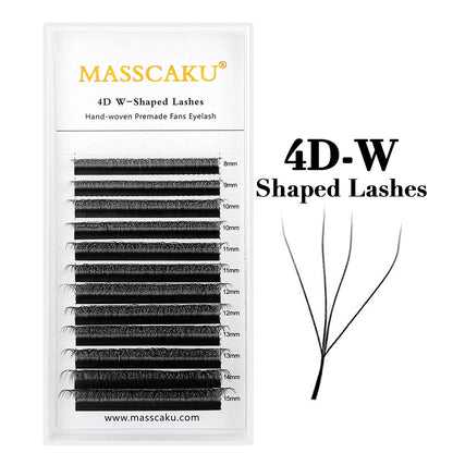MASSCAKU Automatic Flowering W Shape Bloom 3D 4D 5D 6D 7D 8D Premade Fans Eyelashes Extensions Natural Soft Individual Lashes