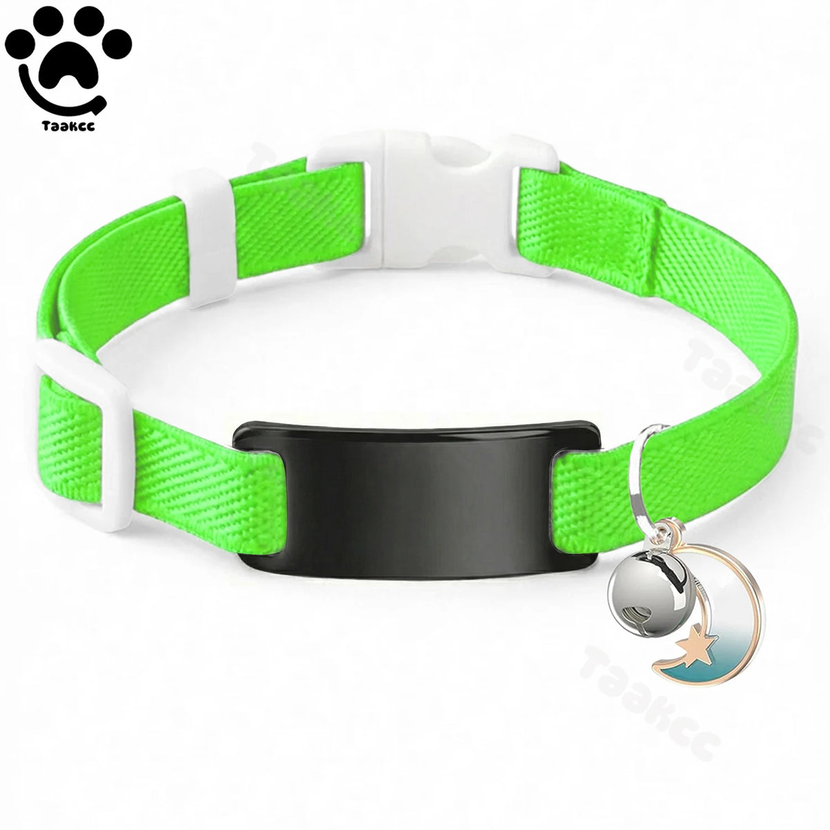 Customized Fashion Elastic Cat Collar Free Engraved Puppy Kitten Anti-lost Pet ID Nameplate Necklace With Bell & Moon Ornament