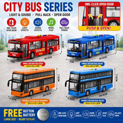 Large Size Light Music Inertia Bus Model Pull Back Cars Simulation Bus High Quality Drop-resistant Educational Toys Gifts