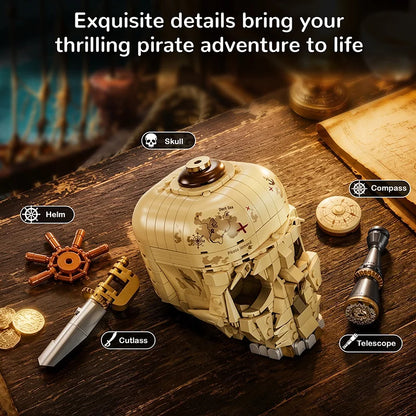 Pirate Skull Globe MOC Building Blocks Model Kit Creative Bricks Assembly Toys for Kids Adult Holiday Gifts Cool Room Decor