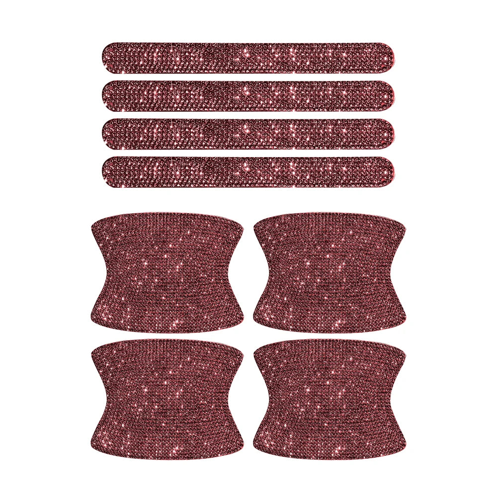 8PCS Universal Car Door Handle Sticker Decal Warning Diamond Auto Strip Driving Safety Bling Car Accessories for Girls Wholesale