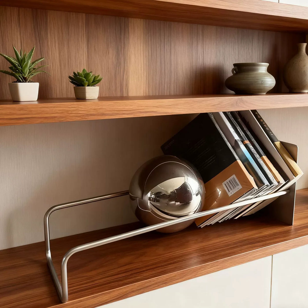 Modern Freestanding Bookshelf, Stainless Steel Display Shelf and Storage Rack for Living Room Home Office