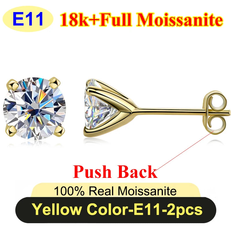 Premium 0.5-3ct Moissanite Diamond Stud Earrings for Women Original 925 Sterling Silver Screw Back Women Moissanite Earring