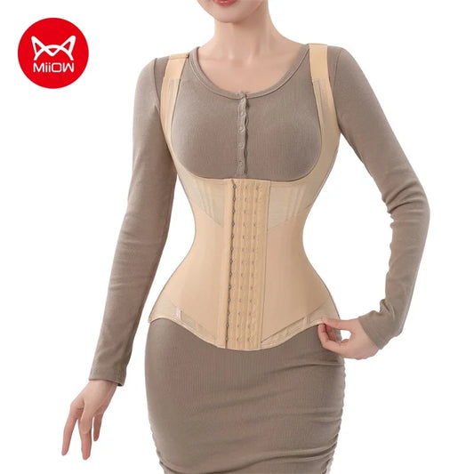 MiiOW U-shaped Waist Trainer Corset Women Shaper Waist Trainer Steel Bone Abdomen Beautiful Back Belt Women's Tank Top Shapewear