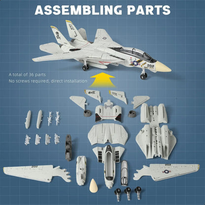 1:72 Scale F-14 Tomcat Fighter Jet Quick Build Model Kit Plastic Millitary F14 Airplane Assembly Aircraft Model with Stand Gift