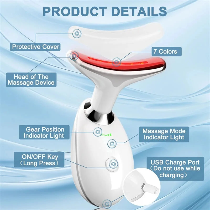 Neck Face Lifting Device Face Neck Massager Skin Tighten Device Led Photon Therapy Anti Wrinkle Double Chin Remove