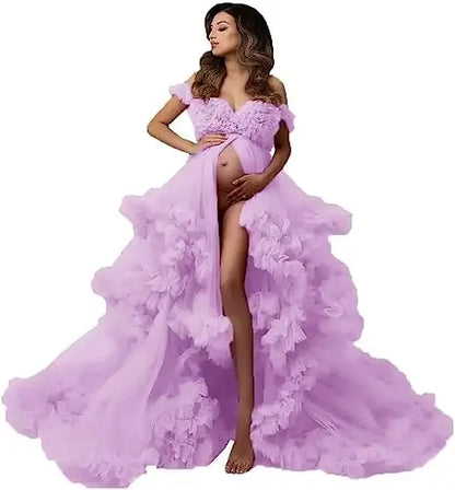 Sexy Maternity Gowns Photoshoot  Ruffles baby shower платье для беременных فساتين حوامل vestidos para embarazadas photoshoot