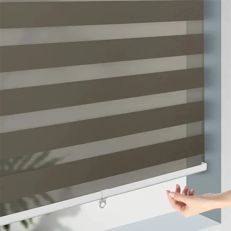 Customized Design Double-Layer Fabric Black 100%Light Waterproof Noise Reduction Motorized Cordless Zebra Blinds For Bedroom