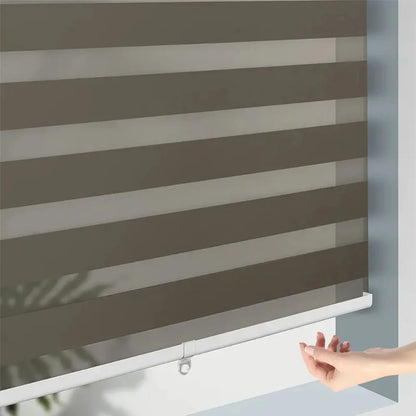 Customized Design Double-Layer Fabric Black 100%Light Waterproof Noise Reduction Motorized Cordless Zebra Blinds For Bedroom