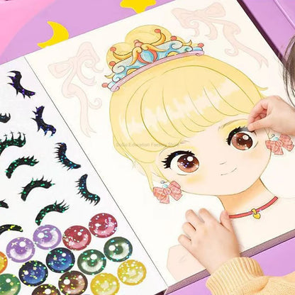 Kawaii Coloring DIY Princess Makeup Set  Arts and Crafts Kids Girls Children Toy Book Lover Gifts Art Supplies