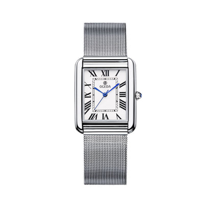 OGEDA Waterproof Couple Watches Casual Fashion Quartz Stainless Steel Leather Strap Square Dial Men's And Women's Lover Watch