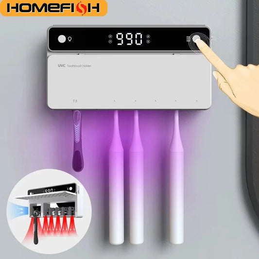 UV Toothbrush Holder Rechargeable Fast Drying Toothbrush Razor Storage Sterilizer With LED Display Bathroom Accessories