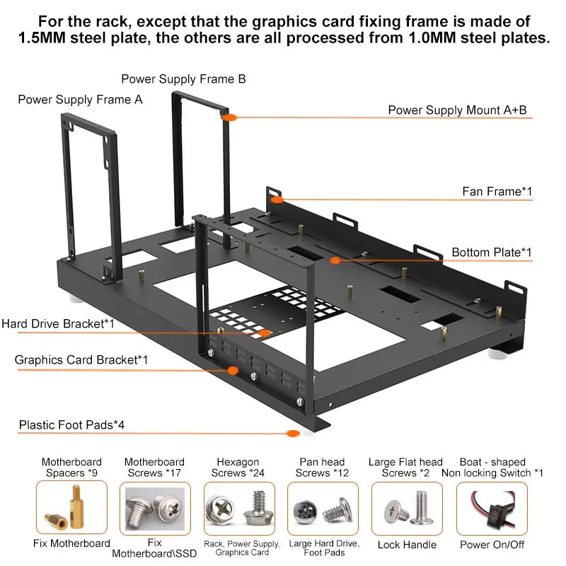 DIY Chassis X79 X99 Computer Case ATX Open Motherboard Holder ATX/-ATX/ITX Open Chassis PC Frame Chassis with Fine Mesh Steel