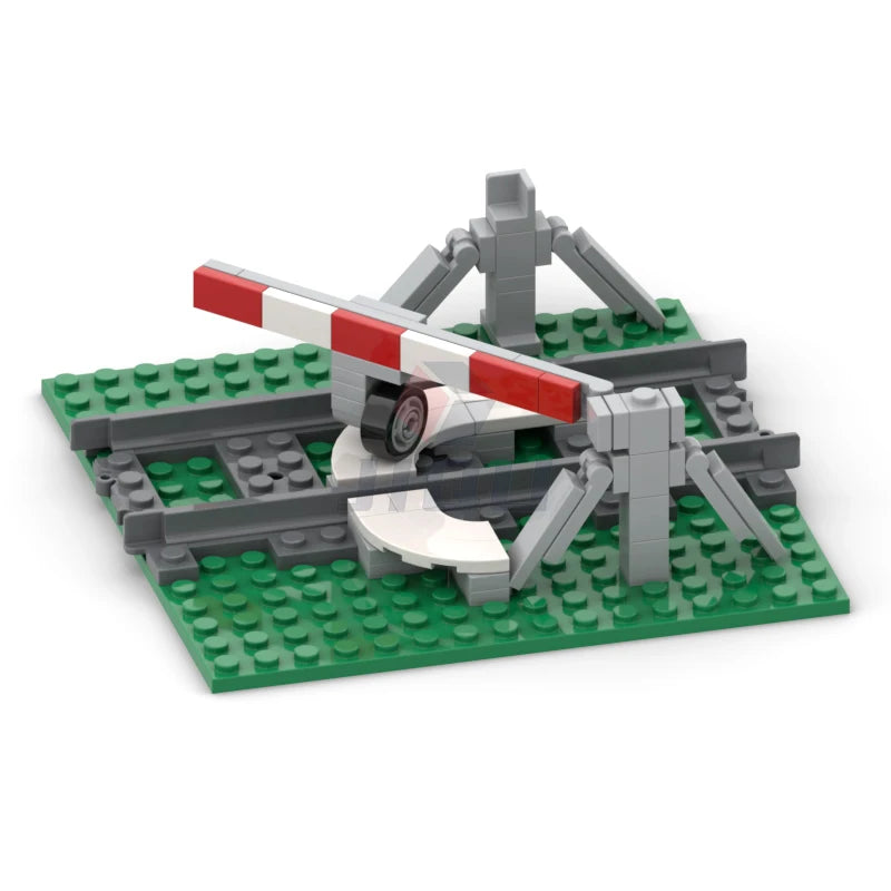 City Traffic Lamp Signpost Railway Barrier Building Blocks MOC Street View Accessories Bricks Speed Limit Indicator Warning Toys