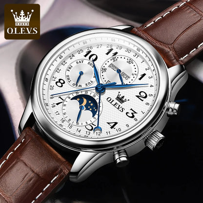 OLEVS 6667 Moon Phase Men's Watches 7 Hands Multi Functional Automatic Mechanical Watches for Man Top Luxury Business Man Watch