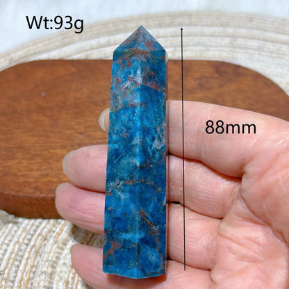Natural Crystal Blue Flashy Apatite Tower Healing Gemstones High Quality Mineral Reiki Ornament Home Decorations Gift