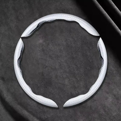 2/3PCS Laser Carbon Fiber Silicone Car Steering Wheel Cover 1K Micro Fiber Leather PVC Wheel Booster Cover Non-Slip Universal