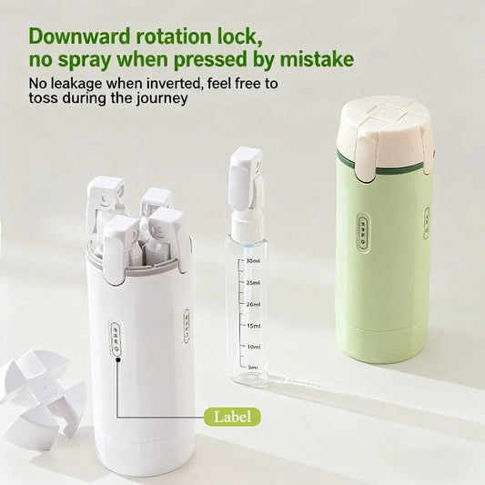 1pc 4-in-1 Emulsion Dispenser Bottle, Travel Bottle, Minimalist with Labels, Travel Dispenser Bottle, Toiletry Container