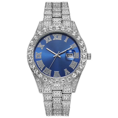 Hot Sale Diamond Watch for Men Luxury Iced Out Watches Calendar Quartz Wristwatches Male Clock Relogio Masculino Drop Shipping