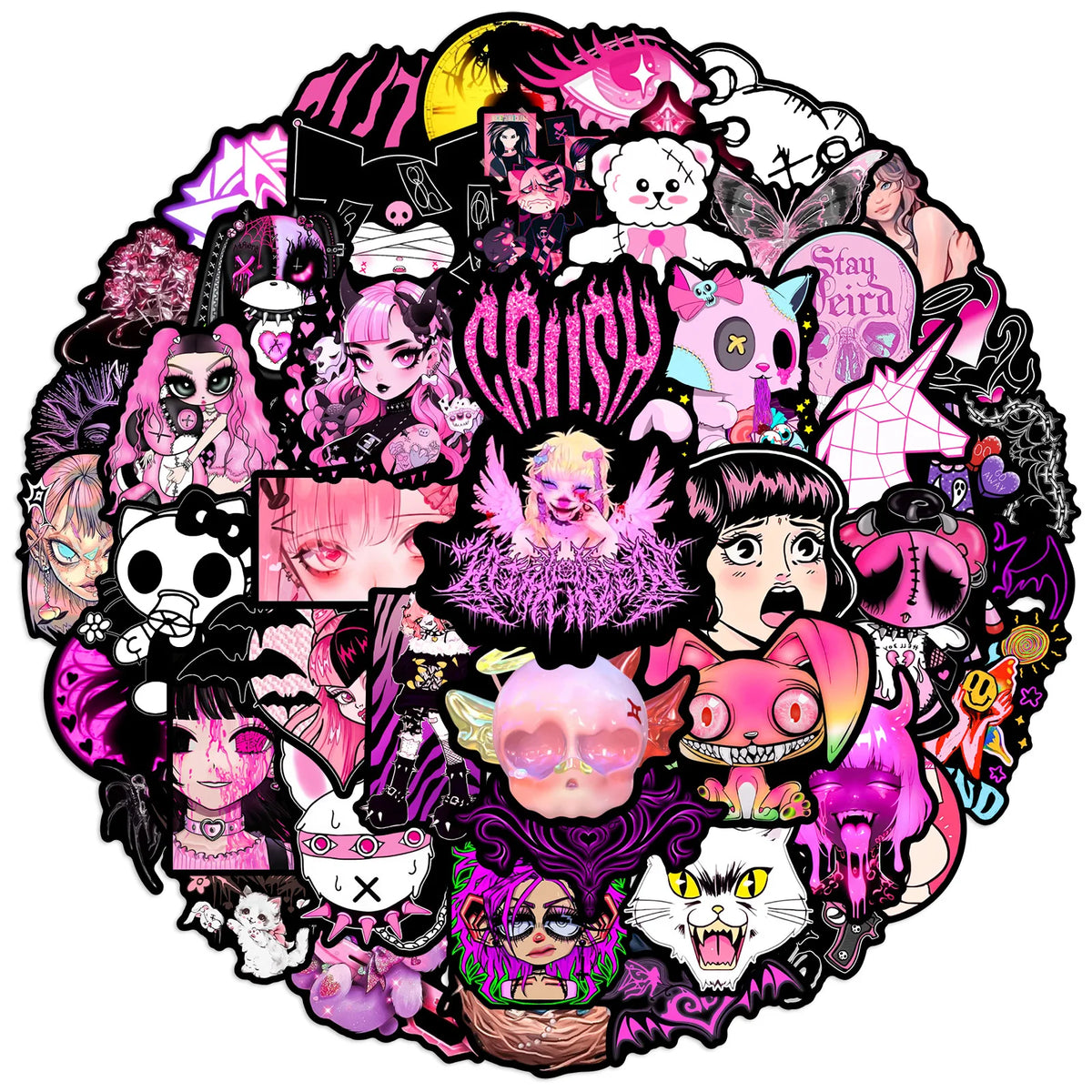 10/25/50pcs Pink Gothic Graffiti Stickers for DIY Scrapbooking Phone Laptop Suitcase Skateboard Motorcycle Helmet