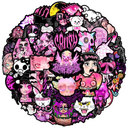 10/25/50pcs Pink Gothic Graffiti Stickers for DIY Scrapbooking Phone Laptop Suitcase Skateboard Motorcycle Helmet