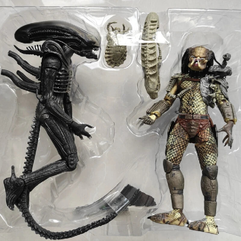  In Stock 21cm NECA 2pcs/set Alien Vs Predator PVC Collection Figure Toys Double Couple Set 1979 Movie Version Movable Model
